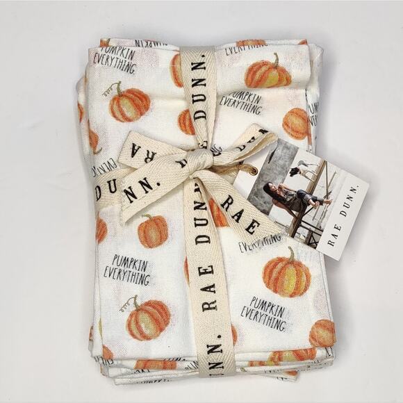 Rae Dunn Pumpkin Everything Cloth Thanksgiving Napkins Set of 8 - Picture 5 of 11